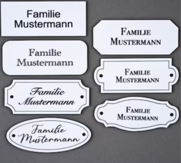 Klingel-/ Briefkastenschild silber/Schwarz