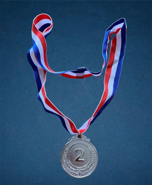 Medaille aus Metall Platz Nr. 2 (Silber)
