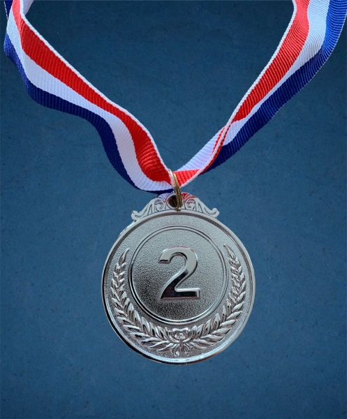 Medaille aus Metall Platz Nr. 2 (Silber)