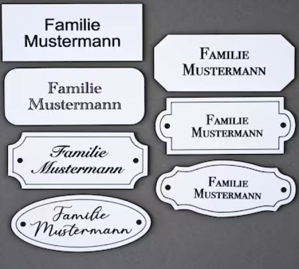 Klingel-/ Briefkastenschild weiß/Schwarz